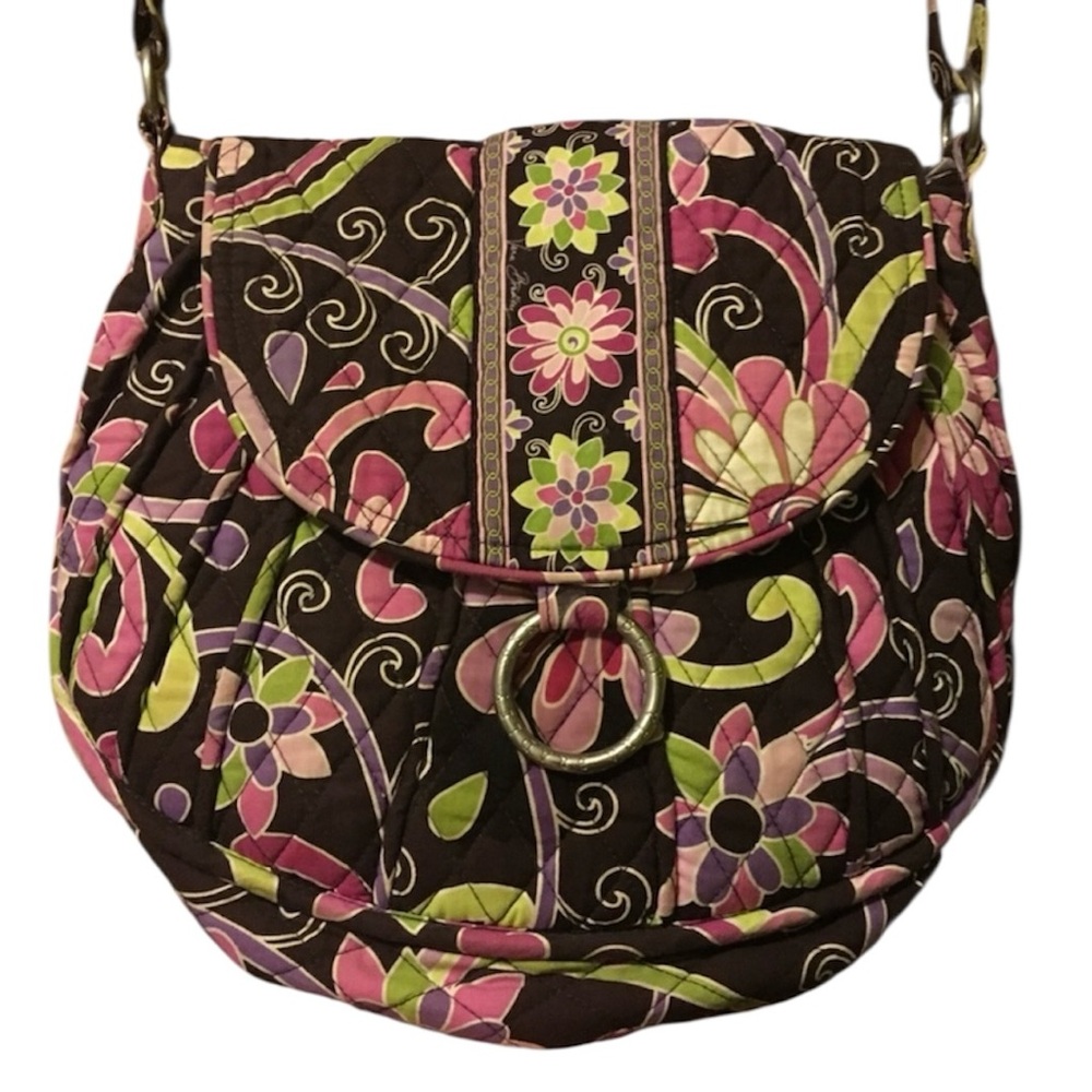 Vera Bradley quilted floral pink green crossbody bag